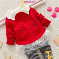 latest cute red cotton sweater pull over coat designs for baby girl